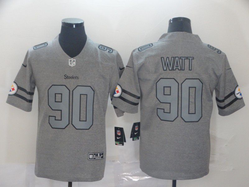 Men Pittsburgh Steelers #90 Watt Grey Retro Nike NFL Jerseys->pittsburgh steelers->NFL Jersey